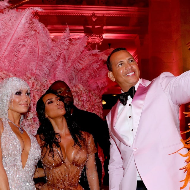 Image may contain Clothing Apparel Alex Rodriguez Human Person Evening Dress Fashion Gown Robe and Huda Kattan